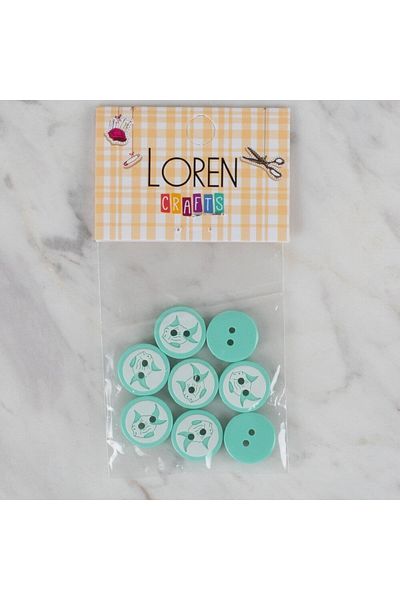 MBB ETİCARET Loren Crafts Green 8-Pack Fish Button - 578