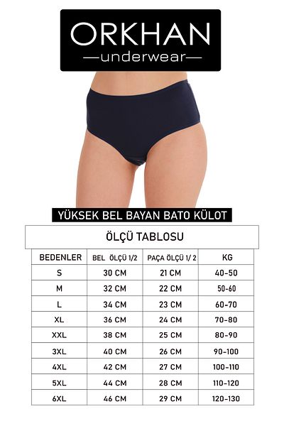 ORKHAN Women's Panties, High Waist Panties, Women's Cotton, Daily Bato, Soft Fabric, Kilot, Slip, Combed Cotton 10 Pcs