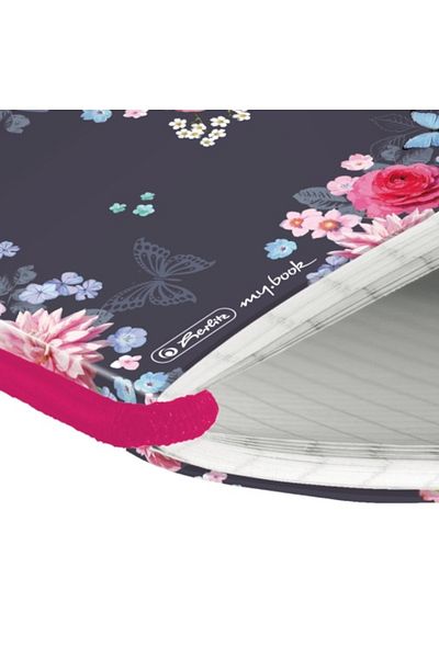 Herlitz Caiet My.book Flex A5, Culoare Multicoloră, Material PP, 40 de coli, Format liniat, Flori feminine