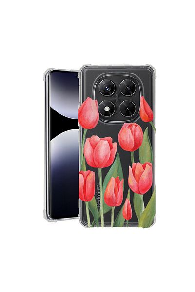 bestcase ® Anit Shock Case For Xiaomi Redmi Note 14 Pro 4G, Red Tulips, 1997764 AS 633