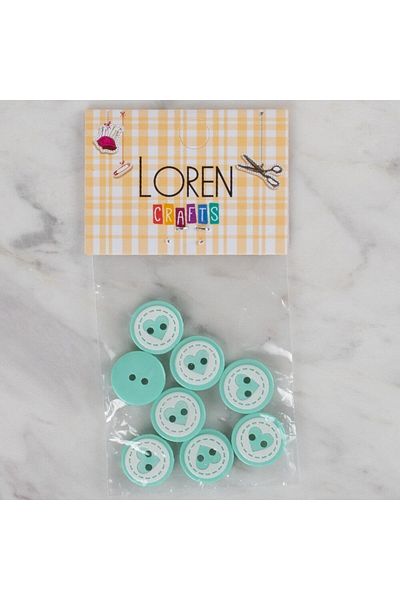 MBB ETİCARET Loren Crafts Green 8 Heart Buttons - 477