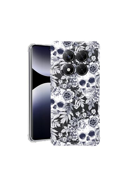 bestcase ® Anit Shock Case For Xiaomi Redmi Note 14 Pro 4G, Skull Black And White, 1997764 AS 1435