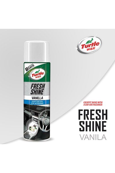 Turtle Wax Fresh Shine VANILA – 500ml Cockpit Shine Spray with Air Freshener Lasts Up to 8 Days