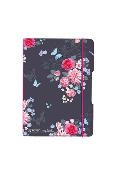 Herlitz My.book Flex Notebook A6, Color Multicolor, Material PP, 40 Sheets, Ruled Format, Ladylike Flowers