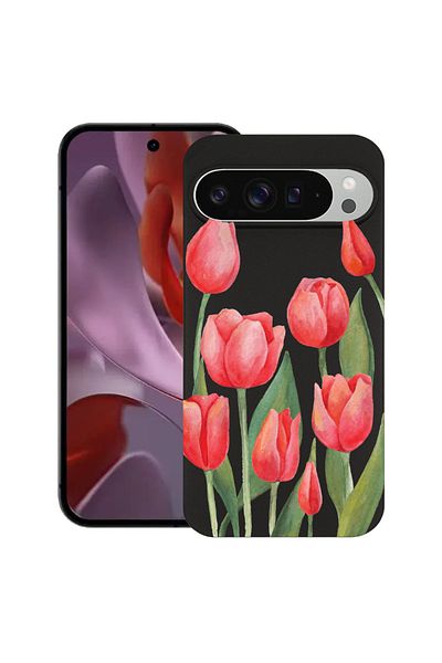 bestcase ® Slim Silicon Case For Google Pixel 10 / Pixel 10 Pro, Red Tulips, 2030992 B 633