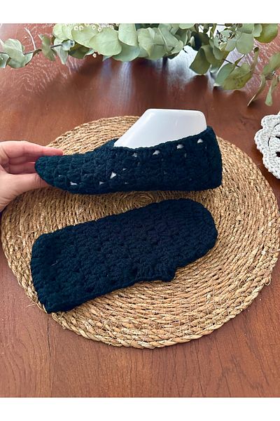 yucin Hand Knitted Ribbon Dowry Booties – Winter Home Shoes / Slippers / House Slippers