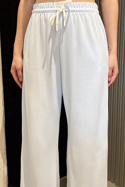 GÜLSELİ Light Blue Women's High Waist Modal Fabric Palazzo Pants