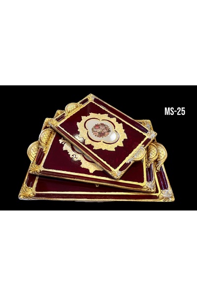 ROY KING MASI MS25 3'LÜ DİKDÖRTGEN TEPSİ BORDEAUX