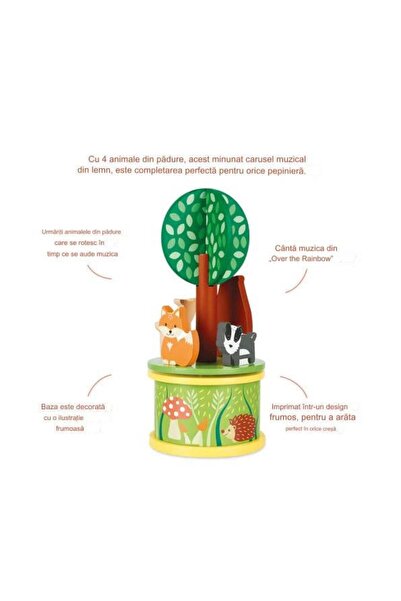 Orange Tree Toys Musical carousel with forest animals