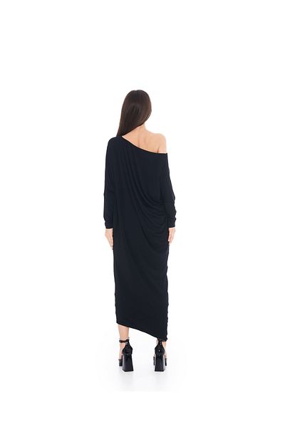 tessitura Black Drapping Dress