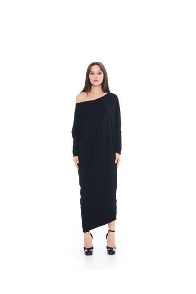 tessitura Black Drapping Dress
