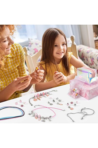 Yelajoy DIY Beaded Bracelet Set, Includ Chain and Gift Box, To Create Personality, Suitable for Girls, Red