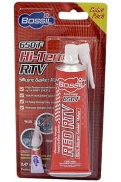 Generic Bossil Hi-Temp 100% Silicone Gasket Maker 650°F Red RTV Heavy Duty Permanently Flexible 2.47 Oz Mad