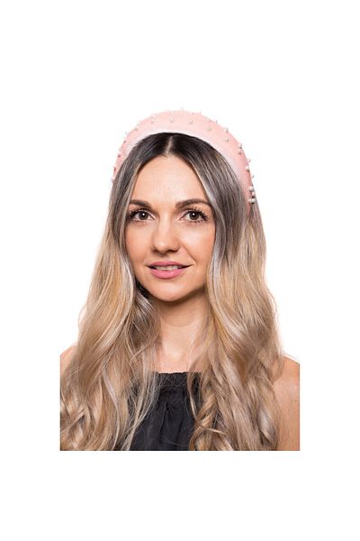 BELHER Pink Wide Velvet Pearl Headband