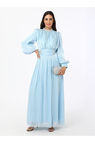 Refka Βραδινό φόρεμα Yoryo Silk Hijab - Baby Blue - Βραδινό φόρεμα