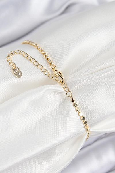 Celira Brass Zircon Stone Drop Model Crush Chain Gold Color Women's Bracelet