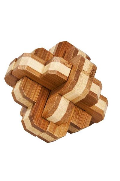 Fridolin Joc de logică IQ din lemn de bambus cu noduri rotunde 3D