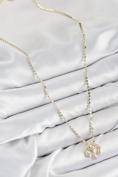 Celira Brass Zircon Stone Dangle Eye Model Crush Chain Gold Color Women's Necklace