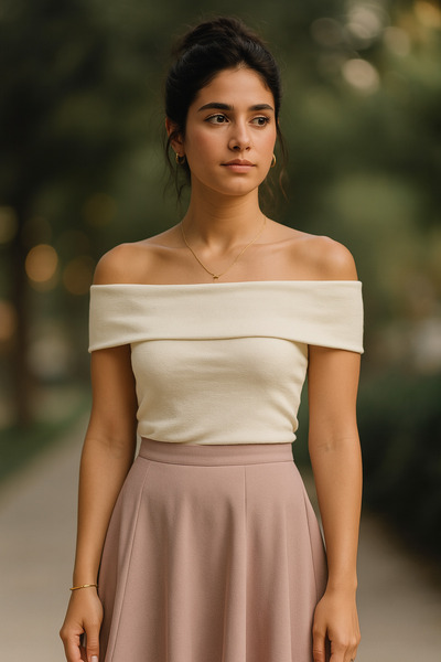 NoVibe Tricou Madonna cu guler fără umăr pentru femei