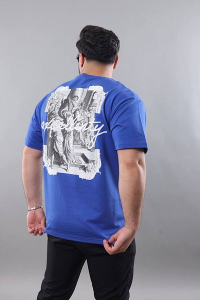 STOCX Men's Oversize T-Shirt – Art Printed on the Back, Excellenty Text Detail