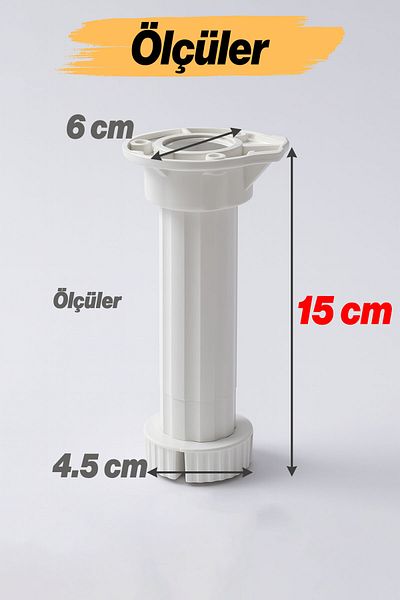 Badem10 Picioare reglabile din plastic, 4 bucăți, 15 cm, pentru dulapuri, mobilier, pentru ridicarea băncii