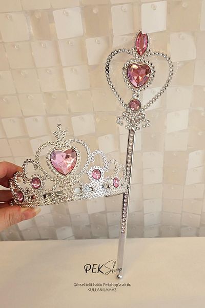 PEKSHOP Frozen Princess Crown and Scepter Set Pink