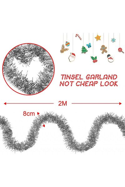 Brinny Set of 5 Christmas garlands, foil, silver, 2 m