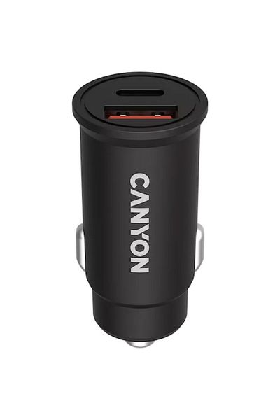 CANYON Incarcator auto Canyon, C-20-03 PD 30W QC 3.0 18W USB-C USB-A, Negru