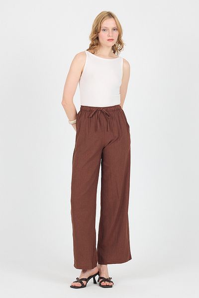 Rays Coffee Cotton Elastic Waist Wide Leg/Loose Leg Trousers 4754A