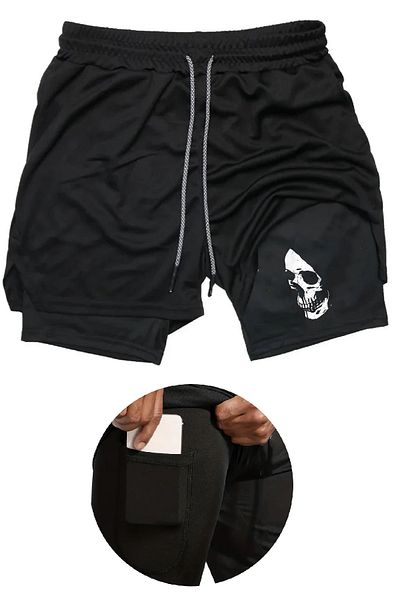 makiteks Спортни шорти с щампа на череп