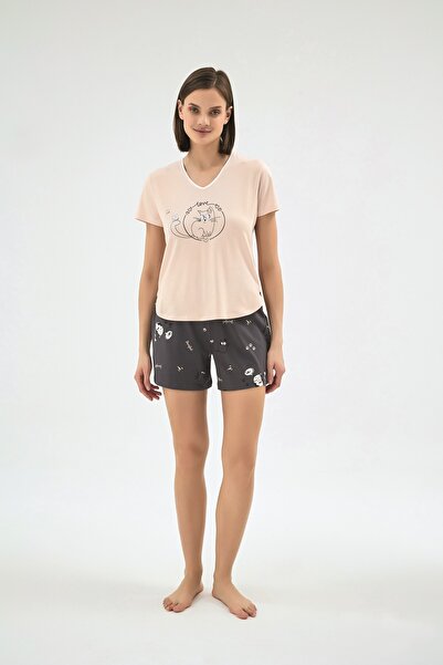 Sevim 17069 Women's Printed Shorts Set