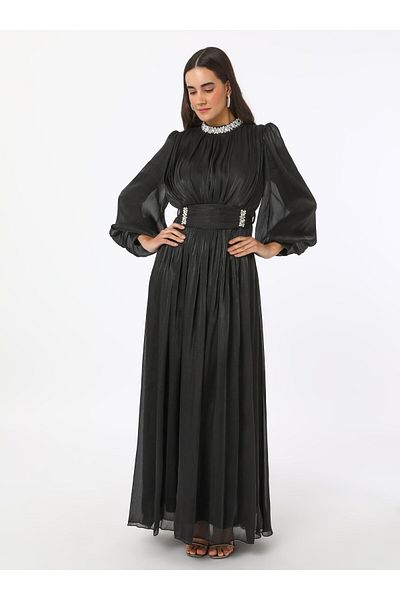 Refka Βραδινό φόρεμα Yoryo Silk Hijab - Μαύρο - Βραδινό φόρεμα