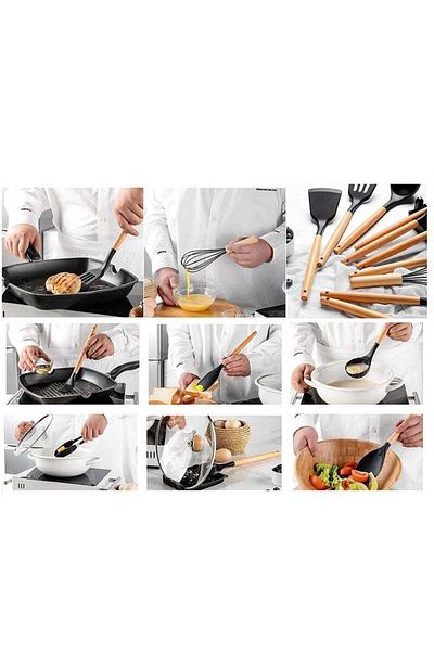 COOYA 12-Piece Silicone Kitchen Utensil Set Cooking Tools Nonstick Heat Resistant Cookware for gifts