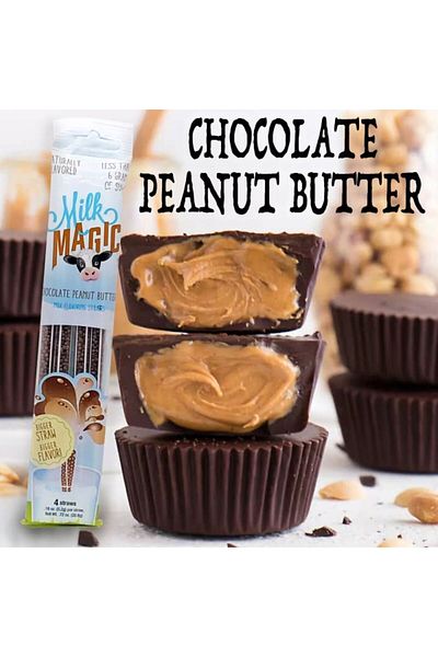 Milk Magic 4-Piece Gluten Free Non GMO Chocolate Peanut Butter Milk Flavouring Straw 20.8g