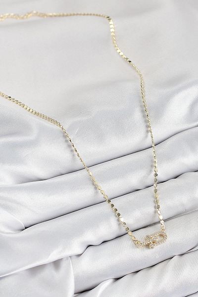 Celira Brass Zircon Stone Tiffany Model Crushed Chain Gold Color Women's Necklace