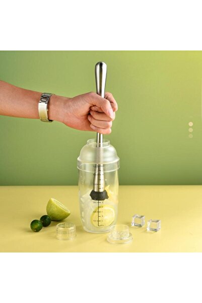 Generic كوب بلاستيكي لرجّ الكوكتيلات مارتيني يدوي مع ميزان سعة 530 مل