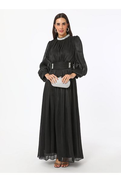 Refka Βραδινό φόρεμα Yoryo Silk Hijab - Μαύρο - Βραδινό φόρεμα