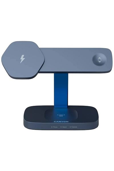 CANYON Stație de încărcare wireless Hexagon 310 3 în 1, 15 W albastră