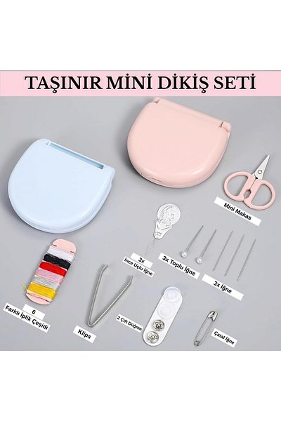 omilife Mini Sewing Kit Practical Portable Plastic Box Inside Emergency Repair and Sewing Supplies