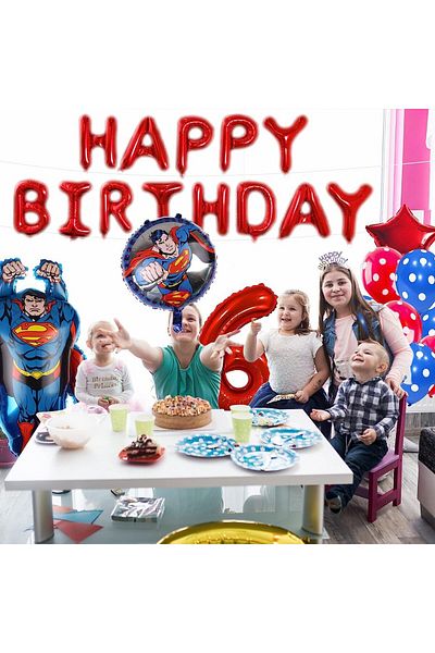 Yisscen birthday set, number 3, latex/foil, blue/red, 27 pieces
