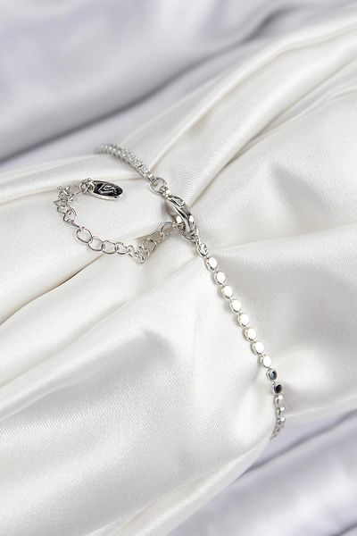 Celira Brass Zircon Stone Evil Eye Model Crushed Chain Silver Color Women's Bracelet