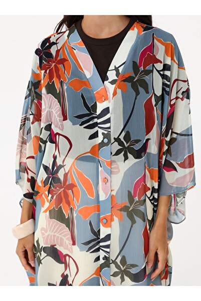 Refka Printed Chiffon Kimono - Multicolor -