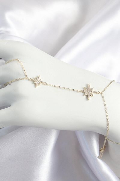 Celira Brass Zircon Stone Pole Star Model Gold Color Women's Shahmeran