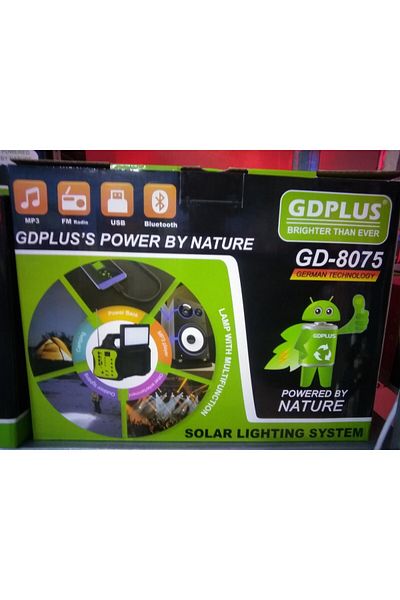 GDPLUS Kit solar portabil inteligent cu Bluetooth, radio, lanterna, Mp3 player negru/verde