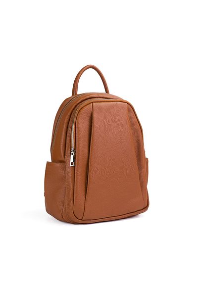 Posete Fagaras Timeea Leather Backpack - Cognac, 2 Compartments, 6 Pockets