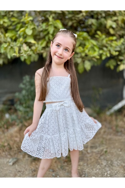 WON KIDS Lace Elastic Skirt Bluz Children's Set