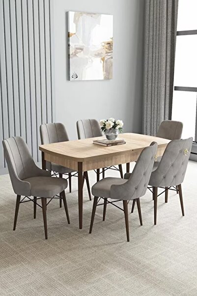 asaella mobilya Loft Meşe Desen 80x132 Açılabilir Mdf Masa Yemek Odası Takımı...