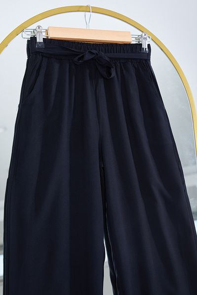 DPARİS Elastic Waist Relaxed Fit Loose Leg Casual Trousers