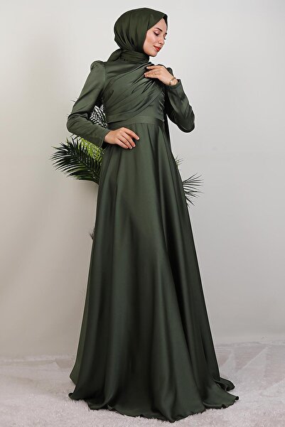 GİYZAMİLA Βραδινό φόρεμα Alaz Satin Rose Χακί