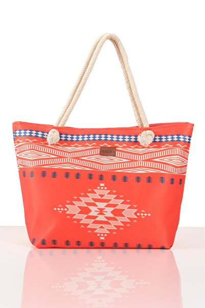 NAURA Concept Geantă de plajă cu fermoar de dimensiuni mari cu cu imprimeu bu...